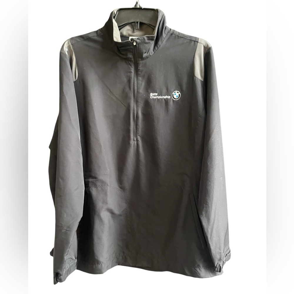 NIKE GOLF Black Grey BMW Golf Championship Quarter Zip Pullover Jacket Size XL